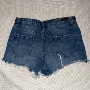 Blank NYC Dark Blue Frayed Jean Shorts
